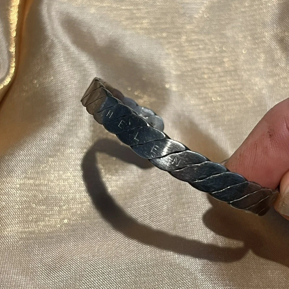 Kids Classic Braided Cuffs Silver Etched (HELEN) Everyday Bracelet Stackable